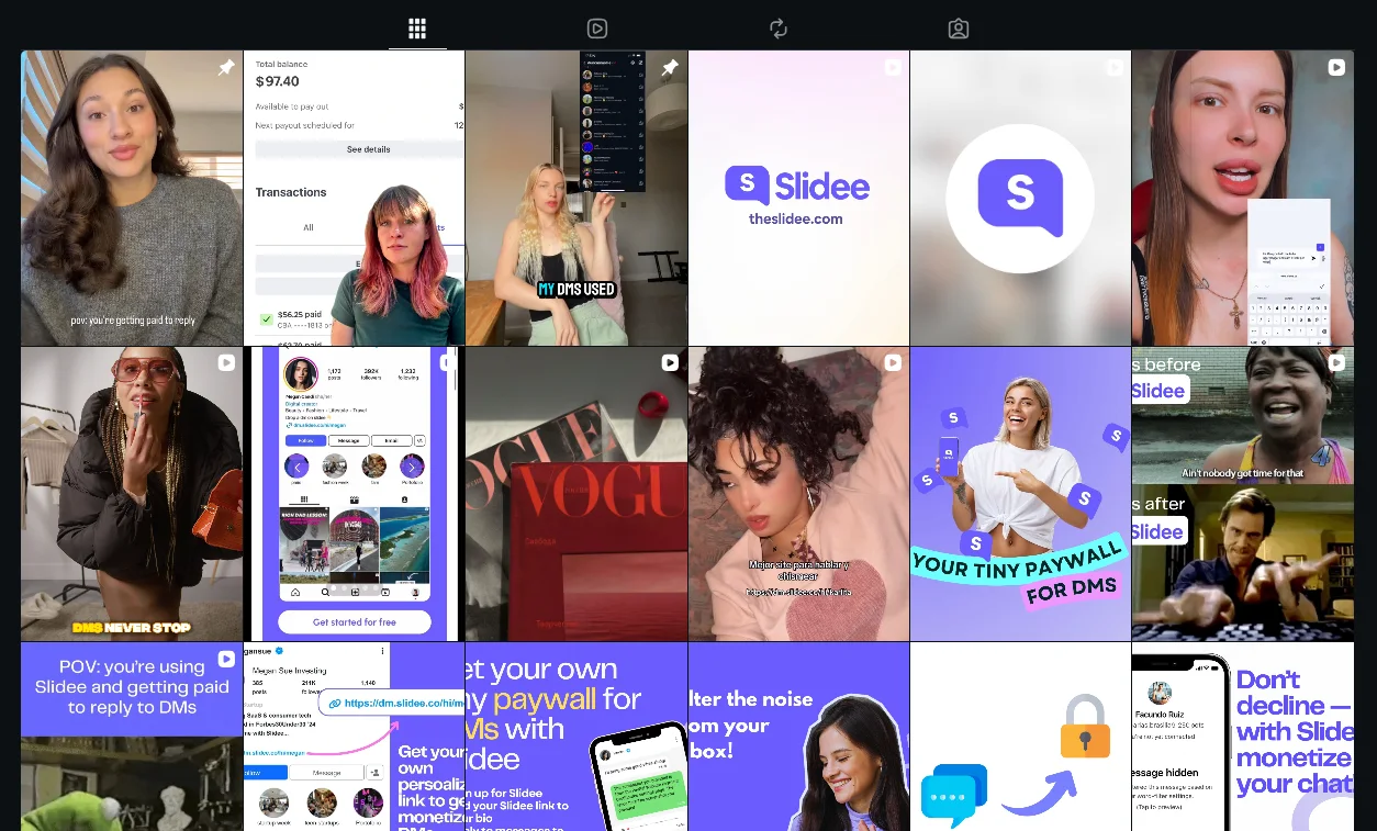 Grid of Slidee social and UGC posts produced for launch
